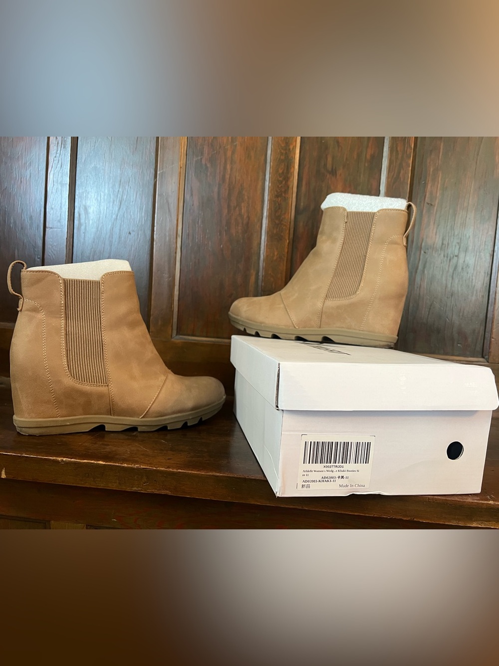 Tan Wedge Ankle Boots - Women